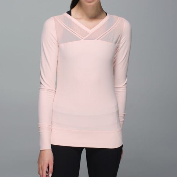 Lululemon Heathered Parfait Pink Just Breathe Long Sleeve 4 - Picture 1 of 9